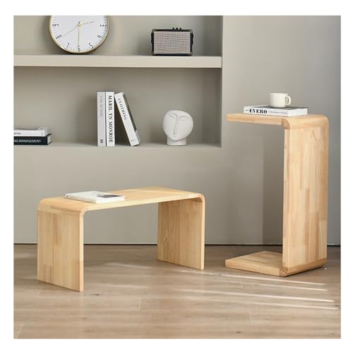 Solid Wood End Table for Couch, C Shaped Mini Sofa Side Table for Small Narrow Spaces, Wooden Nightstand for Living Room Bedroom Laptop Work Desk, Bedside Table for Office Balcony (2, wood small) - color: Wood Small