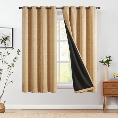 jinchan Boho Blackout Curtains 63 Inch Length for Bedroom Living Room | White on Mustard Yellow Geometric Grommet Curtains Room Darkening Thermal Insulated Window Treatments 2 Panels - color: Boho | White on Mustard Yellow, size: 52"W x 63"L (Pack of 2)