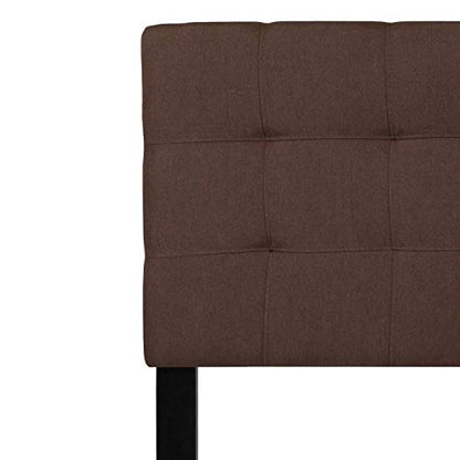 Quilted Tufted Queen Size Headboard in Dark Brown Fabric - color: Dark Brown, size: Queen