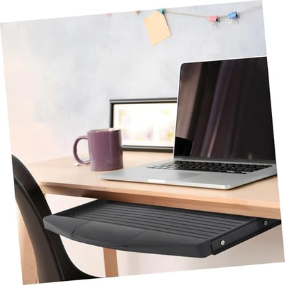 TEHAUX Under-Desk Keyboard Tray 20.67×9.06 in – Adjustable Slide-Out Drawer & Rotating Mouse Platform, Ergonomic Wrist Relief, Hidden Storage for Home Office & Gaming Desks