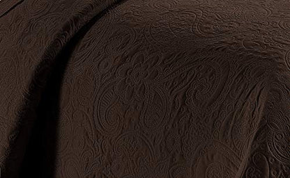 Linen Plus Embossed Coverlet Bedspread Set Oversized Solid Coffee Full/Queen Bed Cover Bedding New # Dana - color: Coffee, size: Full/Queen