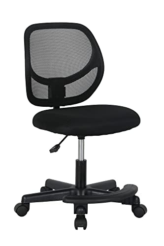 Amazon Basics Kids Adjustable Height Mesh Low-Back Swivel Desk Chair with Footrest, Rolling Chair with Casters for Smooth Mobility, Black - color: Black