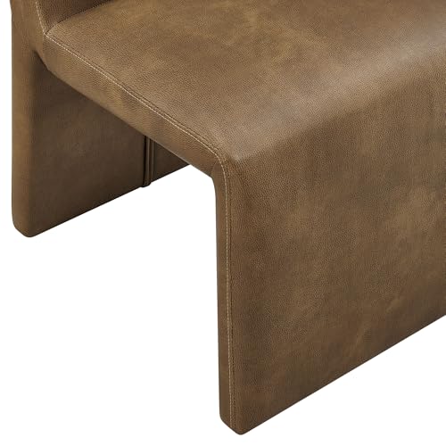 Modway Emory Faux Leather Dining Side Chair in Canyon - Single Armless Slipper Chair - Padded Vegan Leather Accent for Dining Room, Kitchen - color: Canyon