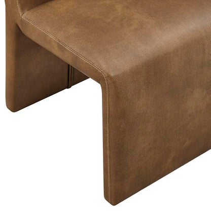 Modway Emory Faux Leather Dining Side Chair in Canyon - Single Armless Slipper Chair - Padded Vegan Leather Accent for Dining Room, Kitchen - color: Canyon