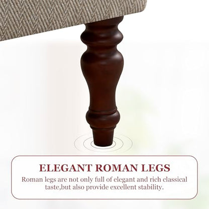 HUIMO Printed Wingback Accent Chair, Linen Upholstered High Back Armchair, Comfy Reading Chair for Living Room Bedroom Study, 300lbs Weight Capacity (1, Brown with Lines) - color: Brown With Lines