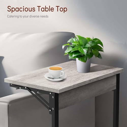 Tatub 24" TV Tray Table Set of 4, Folding C Shaped End Table, Small Sofa Side Laptop Desk for Living Room, Bedroom, Ivory White - color: Ivory White, style: 4PK