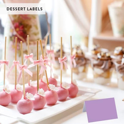 Andaz Press Table Tent Printable Place Cards, Lavender 20-Pack, Seat Placement Cards For Table Settings Name Cards for Bridal Wedding, School Graduation Food Card Purple Place Cards - color: Lavender
