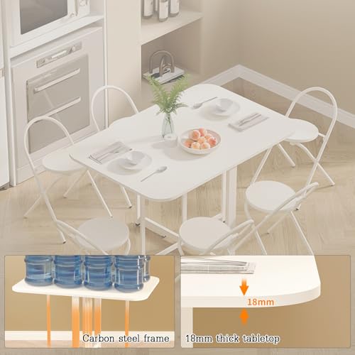 Space Saving Drop Leaf Table, Easy Movement, Compact Dining Table,Seats 2-6, Sturdy Wood Top, Sturdy Duty Drop Leaf Tables, Suitable for Kitchen, Dining Room, Studio(1.4m) - size: 1.4m
