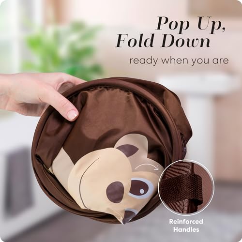 Handy Laundry Collapsible Mesh Pop Up Laundry Hamper with Side Pocket – Breathable, Space-Saving, Foldable Basket for Clothes, Toys, Travel & Storage, 14 x 13 x 24 in, Monkey - color: Monkey