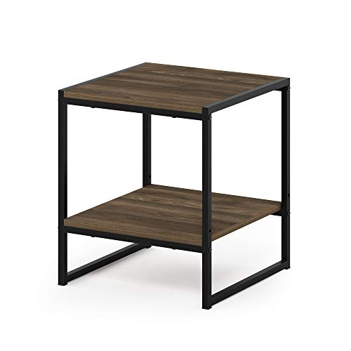 FURINNO Camnus Modern Living 2-Tier End Table, Columbia Walnut, 15.9 in x 15.75 in x 18 in - color: Columbia Walnut, size: 2-Tier, 15.9" Square