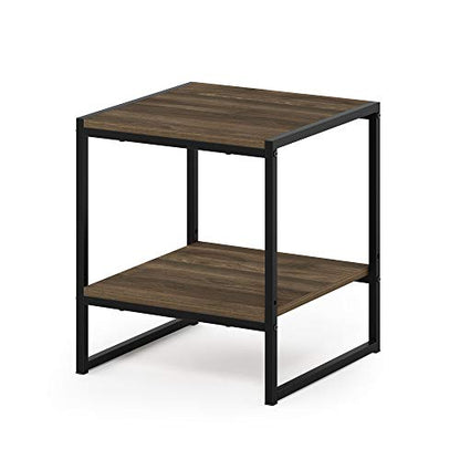 FURINNO Camnus Modern Living 2-Tier End Table, Columbia Walnut, 15.9 in x 15.75 in x 18 in - color: Columbia Walnut, size: 2-Tier, 15.9" Square