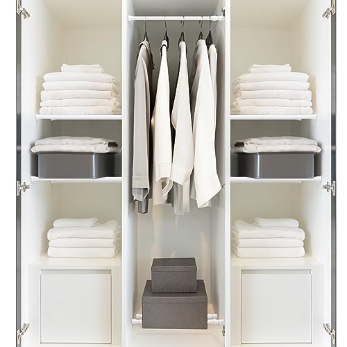 MEXAU White Tension Curtain Rod 16 - 28 inch Spring Tension Rod Curtain Rod Adjustable Spring Rod Extendable Tension Rod for Kitchen, Bathroom, Window, Closet. | Adjustable Curtain Rods No Dilling Extendable Spring Tension Rod Short Curtain Rod for Window