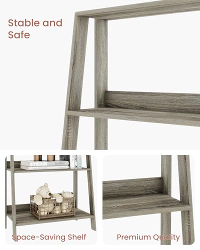 Ladder Bookcase, 5-Tier Bookshelf, Freestanding Plant Display Stand for Living Room, Kitchen, Bedroom, Balcony, French Oak - color: French Oak