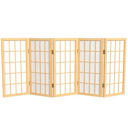 2 ft. Short Desktop Window Pane Shoji Screen - Natural - 5 Panels - color: Natural, size: 5 Panel