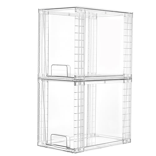 Vtopmart 2 Pack Clear Stackable Storage Drawers,9.7" High Plastic Organizers Bins for Skincare, Bathroom Supplies,Ideal for Cabinet,Undersink,Vanity,Kitchen,Pantry Organization - size: 2Pack 9.7"H
