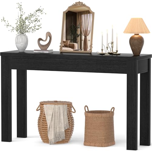 Console Table for Entryway, 47" Farmhouse Sofa Tables Narrow Long | Entry Way Table Behind Couch, Hallway Table for Entrance, Living Room, Foyer, Embossed Black - color: Embossed Black, size: 47"