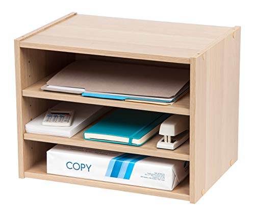 IRIS USA 3-Shelf Modular Wood Stackable Storage Box, Light Brown | Add flexible organization with a modular design that adapts to changing storage needs - style: Shelves
