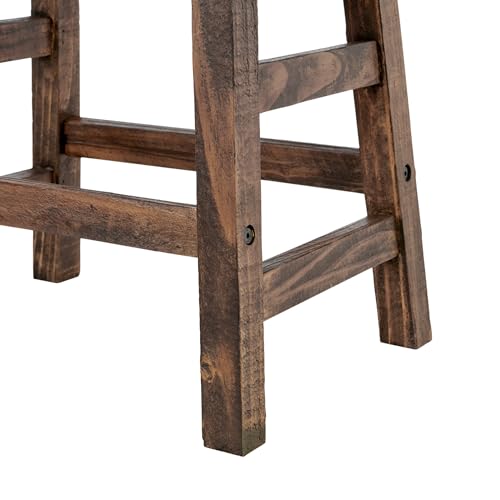 Alaterre Furniture Pomona 20-Inch Counter Height Saddle Seat Barstool – Solid Wood, Backless Rustic Farmhouse Stool in Natural Finish for Kitchen Island or Dining Room (Natural) - style: Wood Frame Barstool