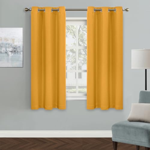 MYSKY HOME Grommet top Thermal Insulated Window Blackout Curtain for Girls Room, 42 x 63 Inch, Mustard Yellow, 1 Panel - color: Mustard Yellow, size: 42"W x 63"L (Pack of 1)