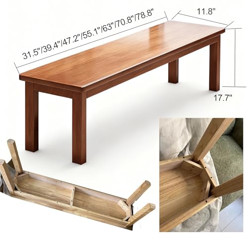 Solid Wood Farmhouse Dining Bench Narrow Entryway Kitchen Table Benchs Rustic Skinny Long for End of Bed Noodle Bedroom Stable Decorative Easy to Assemble(31.5")