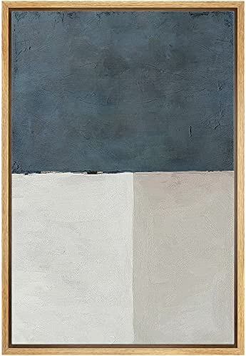 SIGNWIN Framed Canvas Print Wall Art Teal Gray Multicolor Watercolor Squares Abstract Shapes Illustrations Modern Art Decorative Contemporary Chic for Living Room, Bedroom, Office - 24"x36" Natural - color: A015-2202-m49, size: 36"L x 24"W
