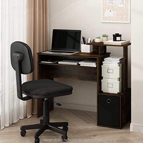 Furinno Econ Computer Writing Desk, Amber Pine/Black | Side Shelves and Storage Bin, Computer Desk, Office Desk, for Home Office, Study Room, Dorm - color: Amber Pine/Black, size: Compact