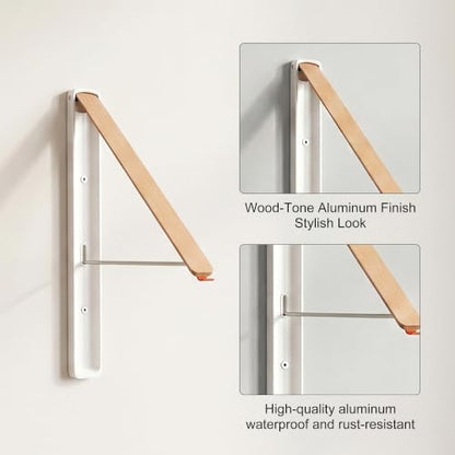 RFOUO White Foldable Wall Mounted Clothes Drying Rack,Laundry Hanger,1 Pack | Space saving Foldable Clothes Hanger for Laundry Organization,coat hanger racks,laundry drying rack,Clothes drying hanger - size: 1 Pack