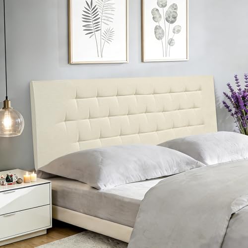 Upholstered Headboard Queen Size, 59" x 23" Easy No-Tools Wall Mounted Bed Headboards, Modern Linen Button Diamond Tufted Design, Beige - size: 59"x23"