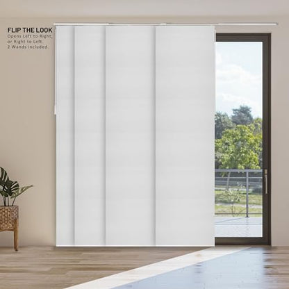 CHICOLOGY Panel Track Blinds, Jersey White, 86"x96", Cordless, Divider | 4 Fabric Panels, Fits 46–86″ Wide, Wall/Ceiling Mount, Room Divider Ready, Height Trimmable, Child & Pet Safe - color: Skyrise White