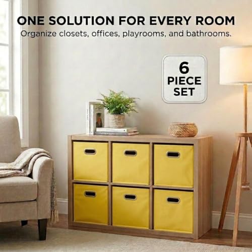 Household Essentials 6 ct Open Fabric Cube Storage Bins, Golden Yellow - color: Golden Yellow, size: 11” L x 11” W x 11” H