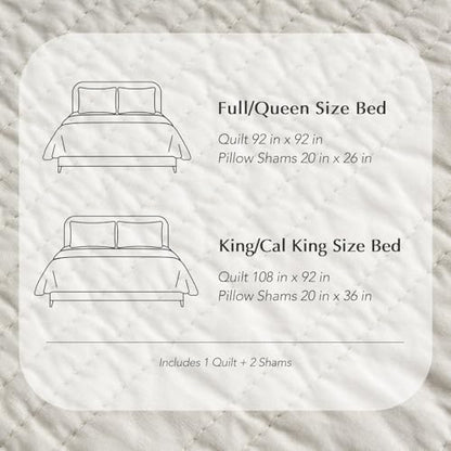 EVERGRACEHOME 100% Cotton Modern Lines Quilt Set Queen Size, Birch | Pre-Washed Soft Cotton, Striped Coverlet Bedspread, 3 Piece Lightweight Bedding Set for All Season, with 2 Pillow Shams - color: Birch, size: Full/Queen (92" X 92")