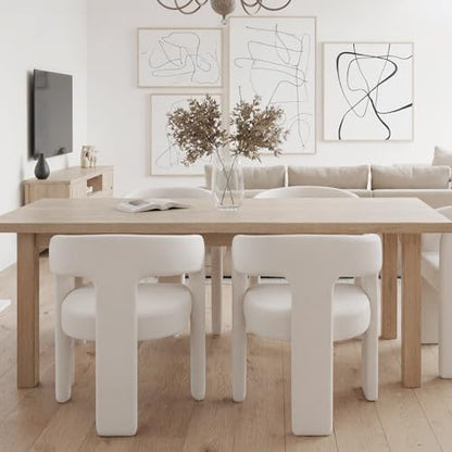 HNY Modern Velvet Barrel Single Dining Chair, Ivory | Upholstered Accent Armchair With Wide Seat Elegant Design For Living Room Bedroom Vanity And Small Spaces - color: Ivory Velvet