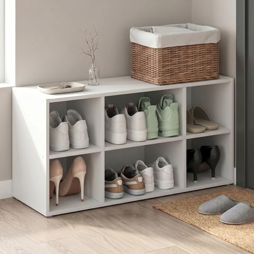 8-Cube Shoe Organizer, Stackable Shoe Rack, Shoe Storage, 11.7 x 35.9 x 15.6, for Office, Closet Entryway, Garage, White - color: White, size: 8 Cube