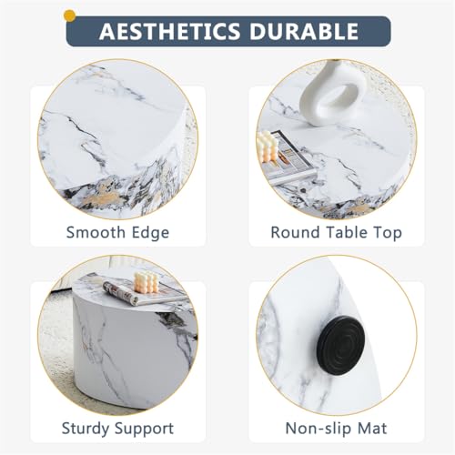 Round Coffee Table Living Room Table, Modern White Faux Marble Center Couch Table, No Assembly Required - Ready to Use,Space-Saving - color: 24'' Marble White, size: 24'' Round Coffee Table