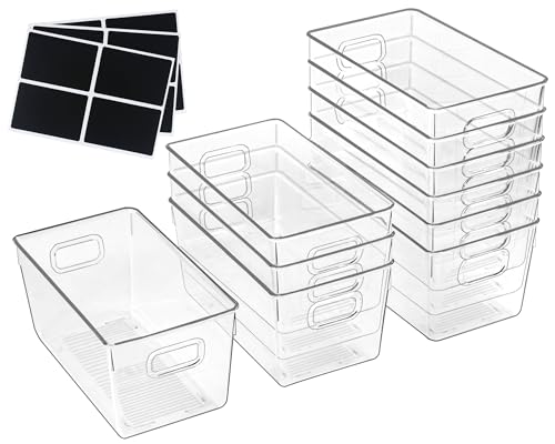 ZEXALOR 10 PACK Clear Storage Bins Clear Storage Containers for Kitchen Pantry Organization, Organizing Bins with Built in Handles, Cabinet Organizers - size: 10 Small