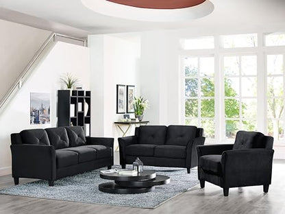 Studio Living Harrington 57.9" Loveseat, Transitional Modern, Pocket Coil Comfort, Easy Assembly, Microfiber Fabric, Black - color: Black, size: Loveseat