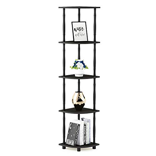 Furinno Turn-N-Tube 5 Tier Corner Display Rack Multipurpose Shelving Unit with Classic Tubes, Espresso/Black (18035EX/BK) - color: Espresso/Black, size: 5-Tier Classic Tube