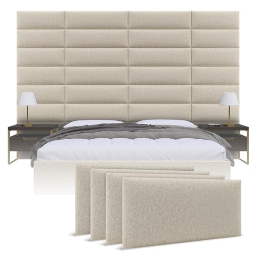 Vänt Wall Mounted Headboard Panels, Queen/Full, Faux Merino Wool Cream - color: Faux Merino Wool Cream, size: 30"