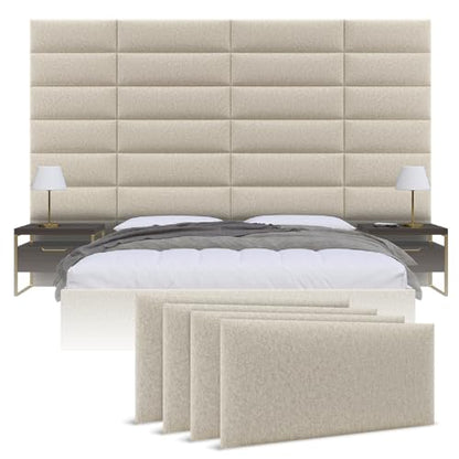 Vänt Wall Mounted Headboard Panels, Queen/Full, Faux Merino Wool Cream - color: Faux Merino Wool Cream, size: 30"