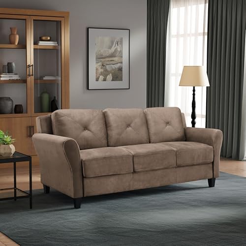 Studio Living Harrington 80.3" Sofa, Transitional Modern, Pocket Coil Comfort, Easy Assembly, Microfiber Fabric, Brown - color: Brown, size: Sofa