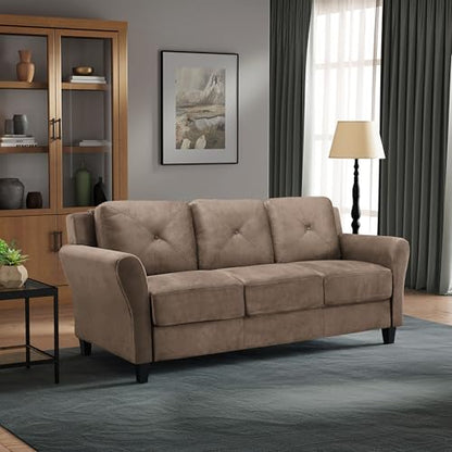 Studio Living Harrington 80.3" Sofa, Transitional Modern, Pocket Coil Comfort, Easy Assembly, Microfiber Fabric, Brown - color: Brown, size: Sofa