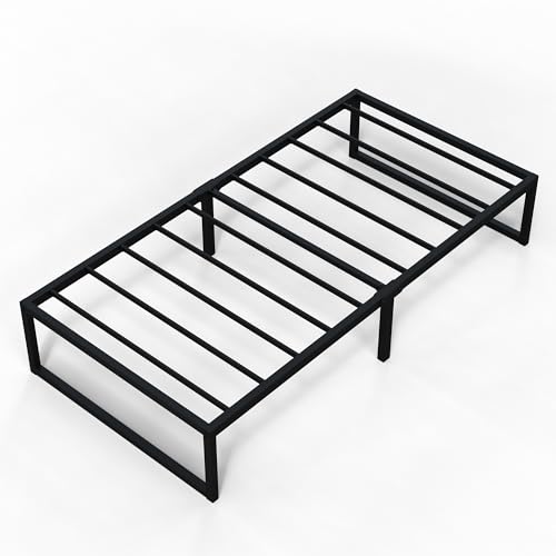 EMODA 14 Inch Narrow Twin Bed Frame 30x75, Heavy Duty Metal Platform | No Box Spring Needed, Easy Assembly Noise Free, Black - color: Black, size: Narrow Twin, style: 14 inch