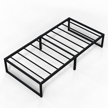 EMODA 14 Inch Narrow Twin Bed Frame 30x75, Heavy Duty Metal Platform | No Box Spring Needed, Easy Assembly Noise Free, Black - color: Black, size: Narrow Twin, style: 14 inch