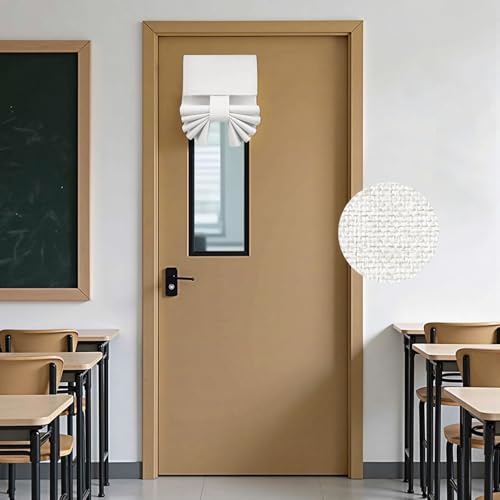 HOMEIDEAS Classroom 100% Linen Blackout French Door Curtains, Classroom Door Window Cover, Privacy Shades Thermal Insulated Small Window Covering, 1 Panel, W8 X L36 Inch, White - color: White, size: 8"W x 36"L (Pack of 1)