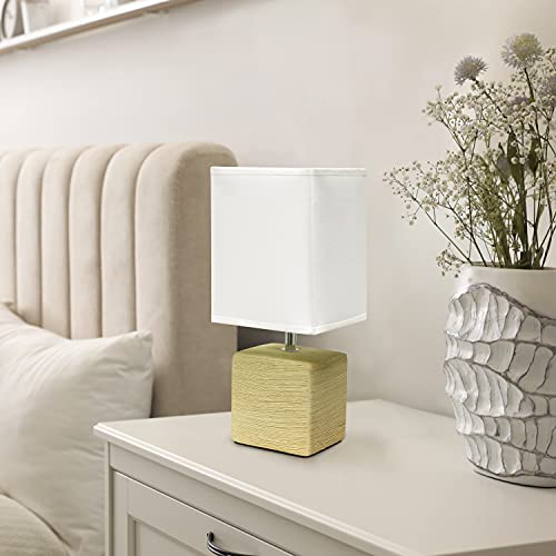 Simple Designs LT2072-BGE Petite Faux Stone Table Lamp with Fabric Shade, Beige with White Shade - color: Stone Beige/White Shade