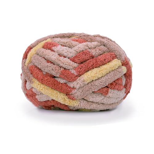 Chunky Knit Chenille Yarn for Hand Knitting Blankets, Super Soft Big Jumbo Blanket Yarn (Mixed Coffee) - color: Mixed Coffee