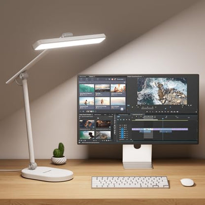 Honeywell HWT-H4 LED Desk Lamp, Eye-Caring, Dimmable, Auto Sensor | CRI97 Sunturalux LED, flicker-free eye care, 3 color temperatures, 5 brightness levels, auto dimming sensor, 60-min timer - color: White