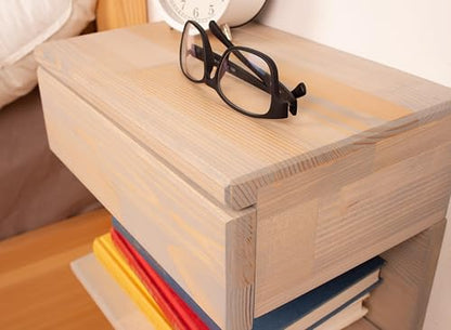 Floating Nightstand Side Accent or End Table with Storage Drawer, Wood Bedside Shelf, Handmade Floating Table, Nightstand Shelf (Istanbul) - color: Istanbul
