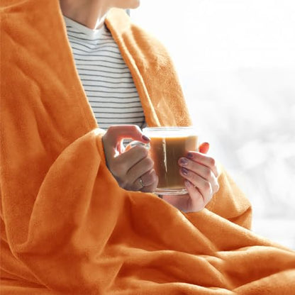 Throw Blanket for Couch & Sofa, All-Season Lightweight Fleece Blanket, Luxury Soft Cozy Fuzzy Throw for Her Him,Burnt Orange, 50 x 56 Inches