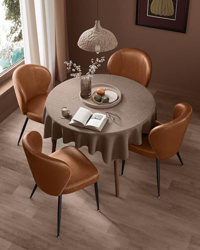 VASAGLE EKHO Collection - Dining Chairs Set of 2, Upholstered Kitchen Chairs, Comfortable Seat, Synthetic Leather with Stitching, Mid-Century Modern, Easy Assembly, Living Room Lounge, Caramel Brown - color: Caramel Brown, size: Set of 2, style: Without S